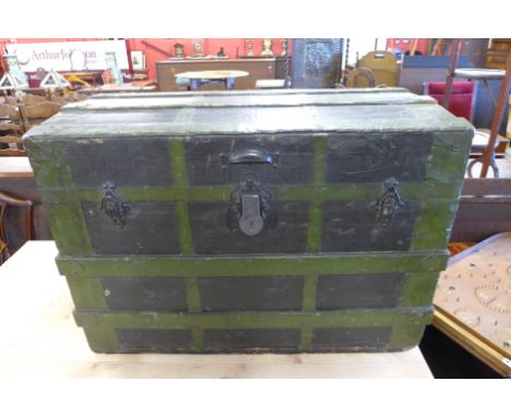 A painted steamer trunk