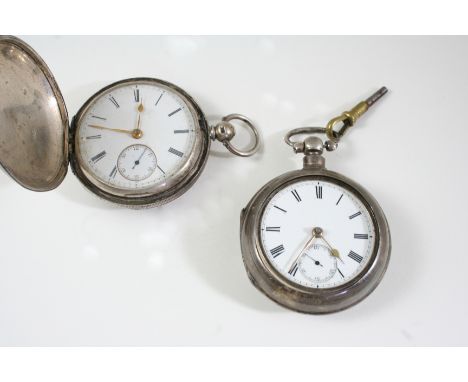 A SILVER PAIR CASED POCKET WATCH the white enamel dial with Roman numerals and subsidiary seconds dial, the movement signed R