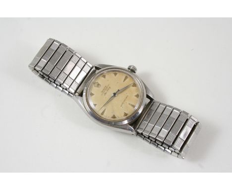 A GENTLEMAN'S STAINLESS STEEL OYSTER PERPETUAL AIR-KING WRISTWATCH BY ROLEX the signed circular dial with arrow head numerals