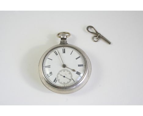 A SILVER PAIR CASED POCKET WATCH the white enamel dial with Roman numerals and subsidiary seconds dial, the movement signed J