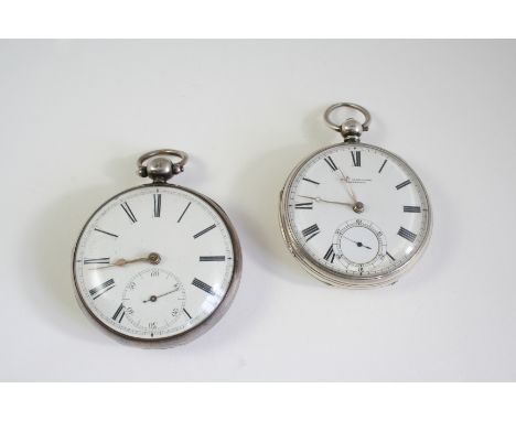 A SILVER OPEN FACED POCKET WATCH BY JAMES ALEXANDER, ABERDEEN the signed white enamel dial with Roman numerals and subsidiary