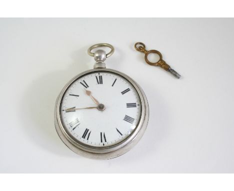 A SILVER PAIR CASED POCKET WATCH  the white enamel dial with Roman numerals, the movement signed William Constable, Dundee, h