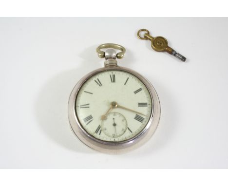 A SILVER PAIR CASED POCKET WATCH the white enamel dial with Roman numerals and subsidiary seconds dial, the movement signed J