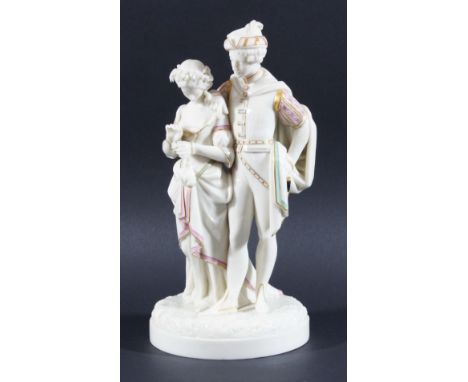 ROYAL WORCESTER GROUP OF FAUST AND MARGARET, circa 1870, after William Boynton Kirk, modelled as the two figures standing, pa