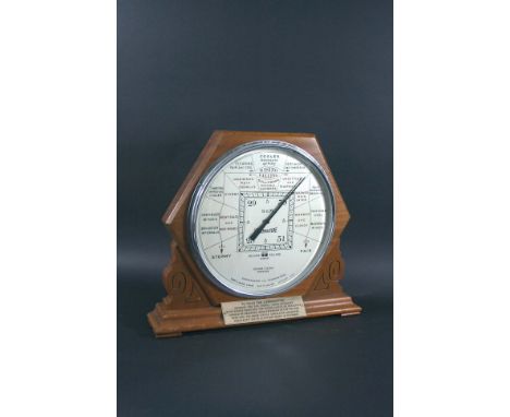 SHORT & MASON 'STORMOGUIDE' ART DECO BAROMETER  a large circular barometer made for a shop, with a silvered dial and hexagona