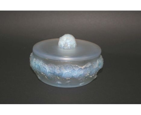 LALIQUE BOWL - PRIMEVERES an opalescent and frosted glass bowl, with flowers heads around the body of the bowl. Moulded mark,