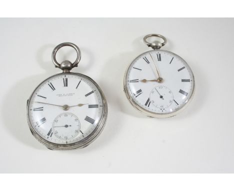 A SILVER OPEN FACED POCKET WATCH the white enamel dial with Roman numerals and subsidiary seconds dial, the movement signed A