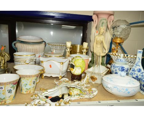 A COLLECTION OF CERAMICS, including a pair of Spode 'Sumatra' vases, Vista Algere vases and bowls, a wall mirror in ceramic f