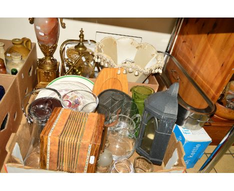 TWO BOXES AND LOOSE including a boxed fish kettle, three boxed sets of Vanlig glasses, Garfield wall clock, a 'Tiger's' stain