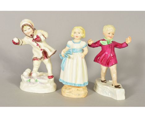 THREE ROYAL WORCESTER FIGURES to include 'Monday's Child' RW3257, 'January' RW3452 and 'December' RW3458 (3)