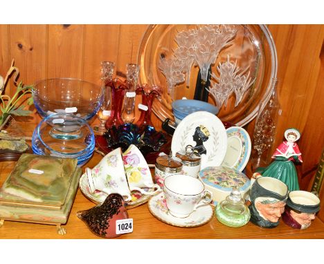 A COLLECTION OF CERAMICS AND GLASSWARE etc, including Caithness bowls, glass plate having etched crocus pattern signed T Yama