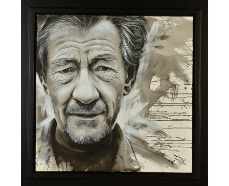 JEN ALLEN (BRITISH 1979) 'IAN MCKELLAN I', a portrait of the iconic film and TV star, signed bottom right, acrylic on canvas,