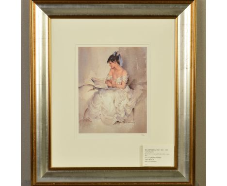 WILLIAM RUSSELL FLINT (1880-1969) ;CECILIA READING' a limited edition print 375/750, W.R.F. blindstamp to lower margin, mount
