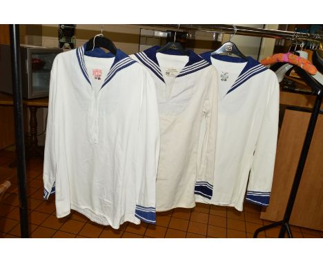 THREE ITEMS OF GERMAN? POST WWII NAVAL UNIFORM as follows (a, b &amp; c) White smock tops all by R &amp; A Becker 1985 style 