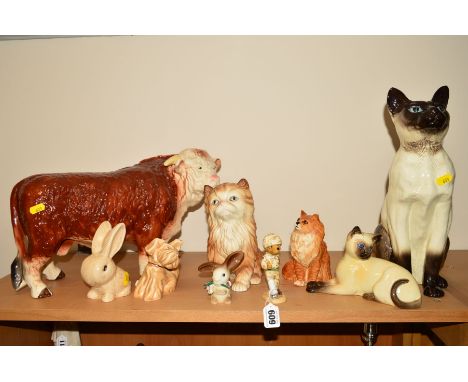 A GROUP OF ANIMAL ORNAMENTS, to include John Beswick Help The Heroes injured army dog, 'Siamese Cat' fireside model No2139, '