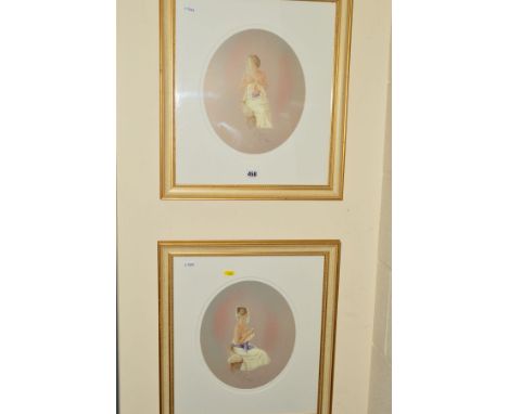 KAY BOYCE (BRITISH CONTEMPORARY) 'SITTING PRETTY I AND II  a pair of limited edition prints of a female figure, both numbered