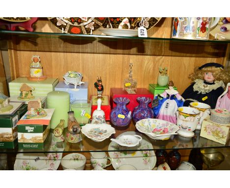 CERAMICS AND GLASS etc to include Wedgwood trinkets, Coalport 'Belle of the Ball' and Royal Doulton 'Sarah' HN4720 figures, D