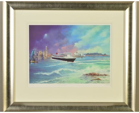 PHILIP GRAY (IRELAND 1959), 'A VOYAGE OF MEMORIES, QUEEN MARY 2013', a limited edition print of the ocean liner 8/195, signed