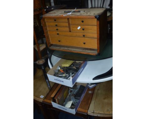 AN EARLY TO MID 20TH CENTURY MAHOGANY ENGINEERS CHEST, consisting of seven assorted drawers, containing various precision and