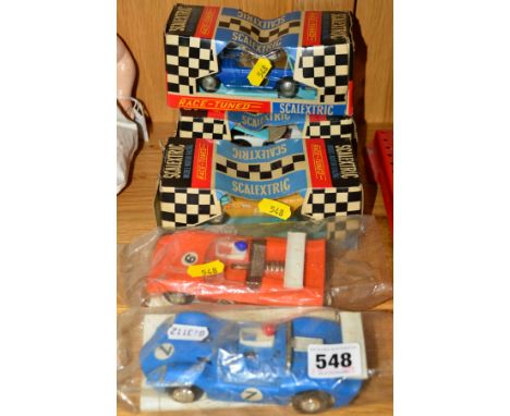 A QUANTITY OF BOXED AND UNBOXED SCALEXTRIC CARS, to include boxed Race-Tuned Triumph TR4A Sports, No C81 (blue with RN8, wind