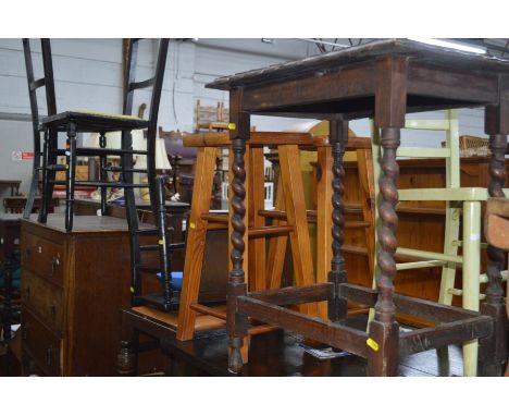QUANTITY OF OCCASIONAL FURNITURE TO INCLUDE SEVEN LAMPS AND SHADES, dark oak coffee table width 91cm x depth 74cm x height 46