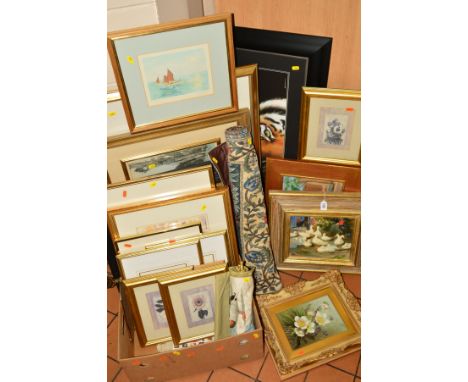 PAINTINGS AND PRINTS ETC, to include 'Ducks in the Sunshine' by Elizabeth Parsons, framed oil on board, approximate size 20cm