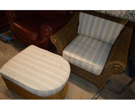 A TWO PIECE CONSERVATORY SET comprising of an armchair and pouffe (2)