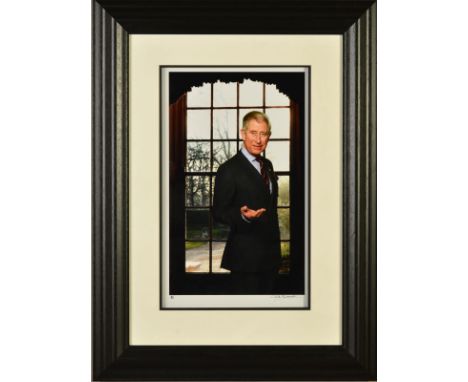 JOHN SWANNELL (BRITISH 1946) 'HRH PRINCE CHARLES' a limited edition print 4/50, signed bottom right, mounted, framed and glaz