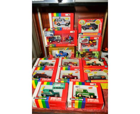 A QUANTITY OF BOXED BRITAINS LAND ROVER MODELS, assorted 1/32 scale models from the 1990's, all appear complete and to have h