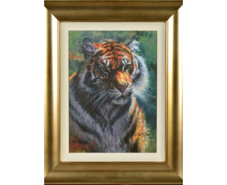 ROLF HARRIS (AUSTRALIAN 1930) 'TIGER IN THE SUN' a limited edition print on board 4/195, signed lower right, with certificate