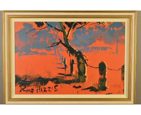 ROLF HARRIS (AUSTRALIAN 1930) 'BUSH SHACK', a limited edition print on canvas 95/125 of the Australian outback, signed lower 
