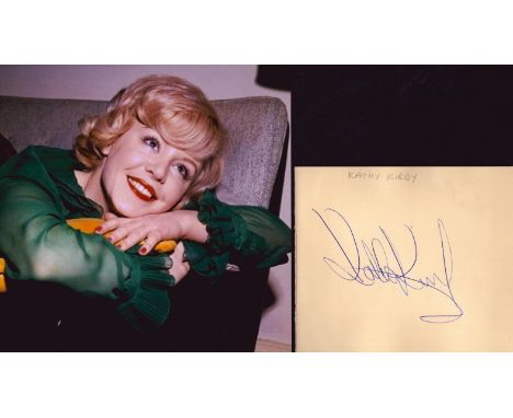 Kathy Kirby (1938-2011) Singer Signed Vintage Album Page With Photo. All autographs come with a Certificate of Authenticity. 