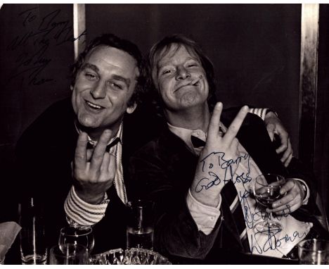 John Thaw and Dennis Waterman signed 10x8 black and white vintage photo dedicated. All autographs come with a Certificate of 