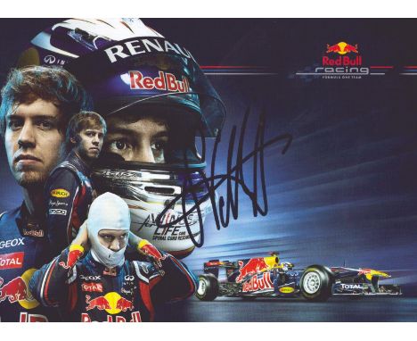 Sebastian Vettel signed Red Bull Racing 6x4 promo montage card. Sebastian Vettel (born 3 July 1987) is a German racing driver