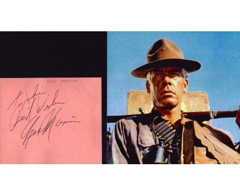 Lee Marvin (1924-1987) Actor Signed Vintage Album Page With Photo. All autographs come with a Certificate of Authenticity. We