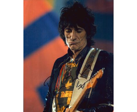 Ronnie Wood signed 10x8 colour photo. Ronald David Wood (born 1 June 1947) is an English rock musician, best known as an offi