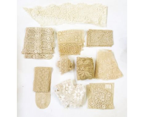 Quantity of lace pieces including bobbin lace, undyed lace, crocheted pieces, etc. (1 box) 