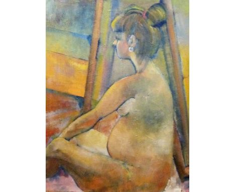 Sheila Cripps (20th century) Oil on canvas Portrait of a seated lady in a swimsuit, 60cm x 49cm and nine other paintings by t
