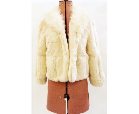 Elizabeth Emmanuel faux-fur cream jacket lined with satin, marked size 12 and a white coney vintage fur jacket (2) 