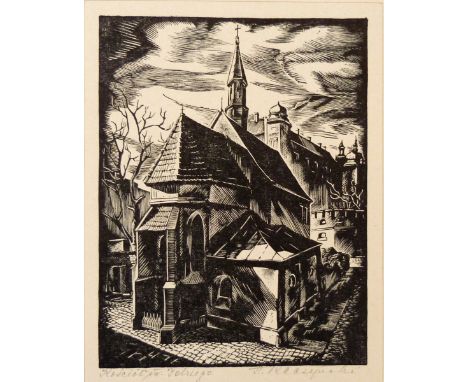Album of etchings of Krakow by M J Rzenuskiego, another album of linocuts of Krakow by S Raczynskiego, a set of six prints of