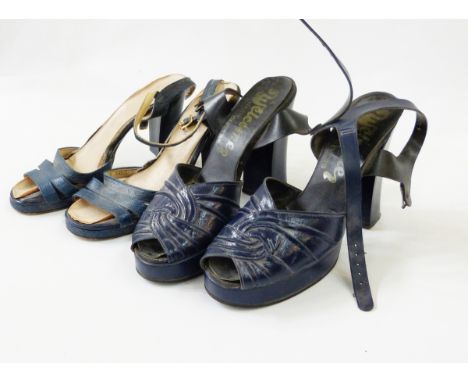 Two pairs of 1940's/50's vintage shoes, one pair marked 'A Welcome Style by Olivers', platform soles (1 box) 
