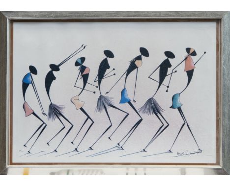 BONIFACE MATTHEWS CHANDIYAMBA, DANCING LINE print on paper, signed in pen Framed and under glass 24cm x 33cm overall