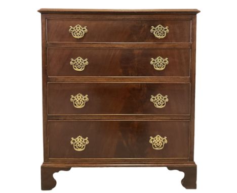 Georgian style mahogany chest of drawers, the rectangular top and moulded edge over four graduated drawers, raised on bracket