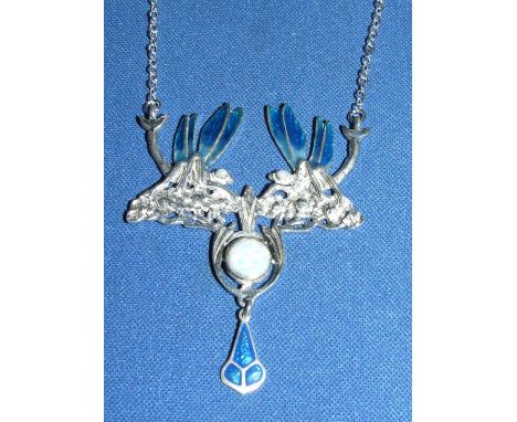 A silver, enamel and opal style Art Nouveau type necklace
We will post this item worldwide at cost.