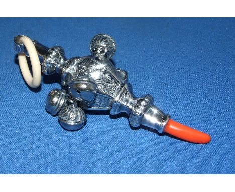 A child's rattle, with bells, 13 cm long
We will post this item worldwide at cost.