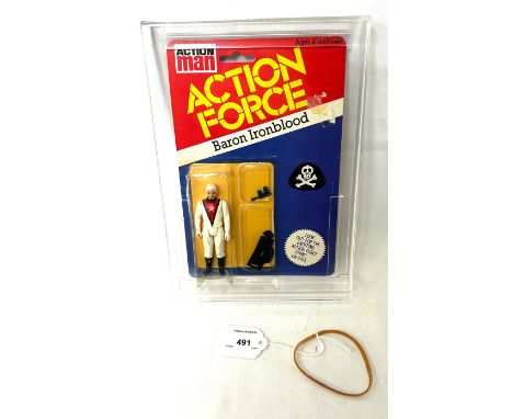 Palitoy vintage Action Force Baron Ironblood 3 3/4" figure, mis-packed with Star Wars Smuggler Blaster Palitoy vintage Action