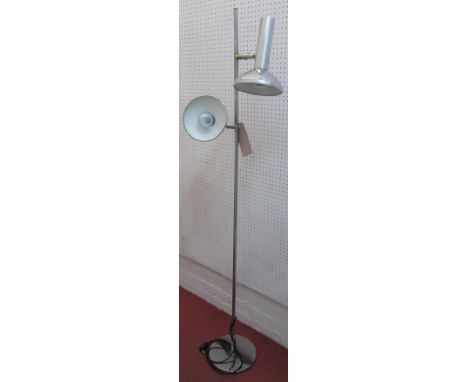 FLOOR STANDING LAMP, 1970's style, polished metal, 164cm H. (with faults)