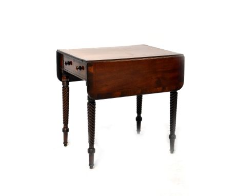 An early 19th century mahogany dropleaf games table with slide-out reversible top inlaid with chessboard and the base with ba