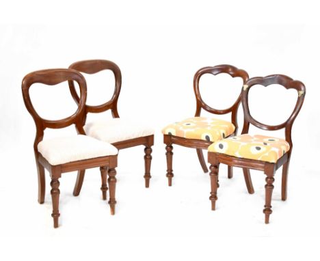 A pair of Victorian balloon-back dining chairs with trefoil tops, one other pair (af) and a reproduction oak gateleg supper t