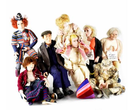 Julia Hills; a collection of seven handmade collectors' dolls, each of different posing, to include 'Rose Jester' depicting a